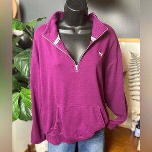 Victoria’s Secret Pink Purple Zip Pullover Embroidered Size L